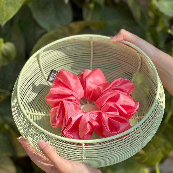 Poppy silk scrunchie by FSL&CO, alternate view