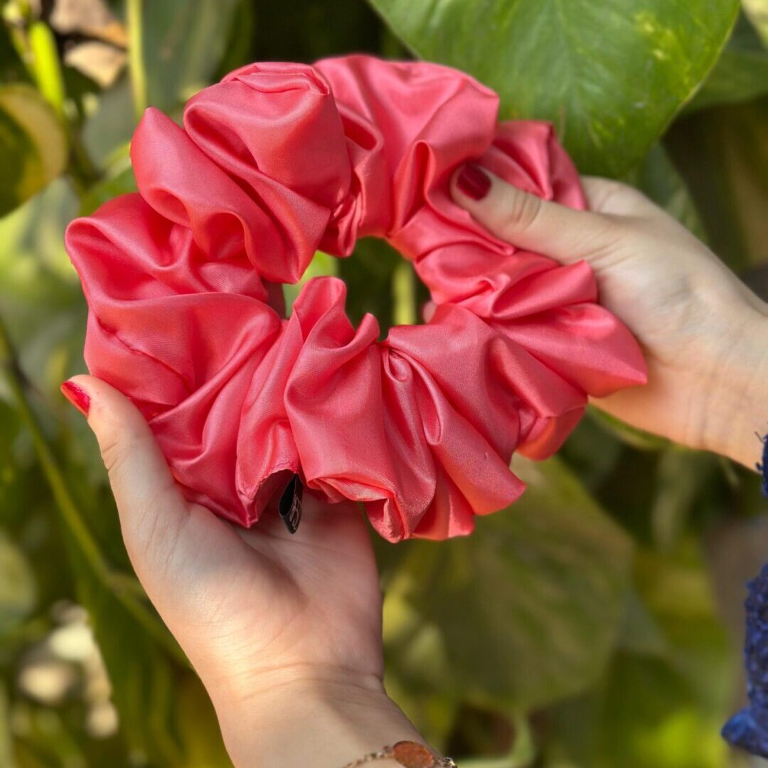 Handmade Poppy silk scrunchie by FSL&CO