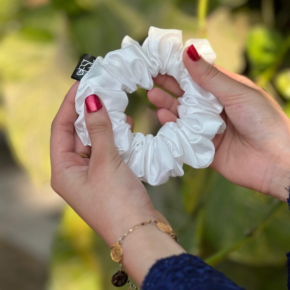 Noor silk scrunchie by FSL&CO, alternate view
