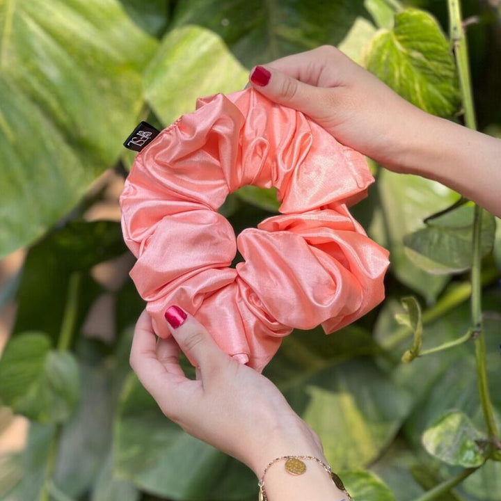 Handmade Peach silk scrunchie by FSL&CO