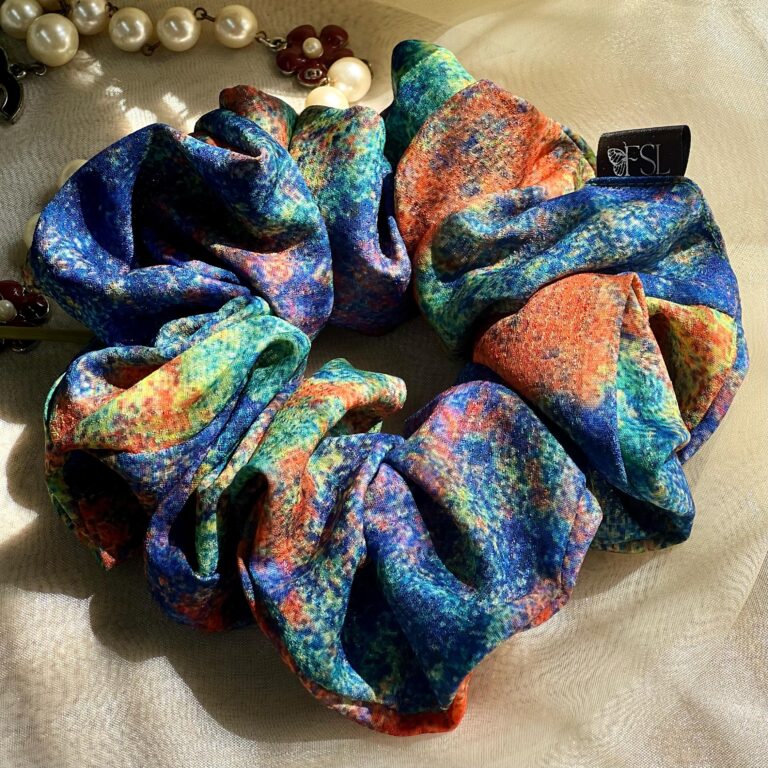 Handmade Rainbow georgette scrunchie by FSL&CO