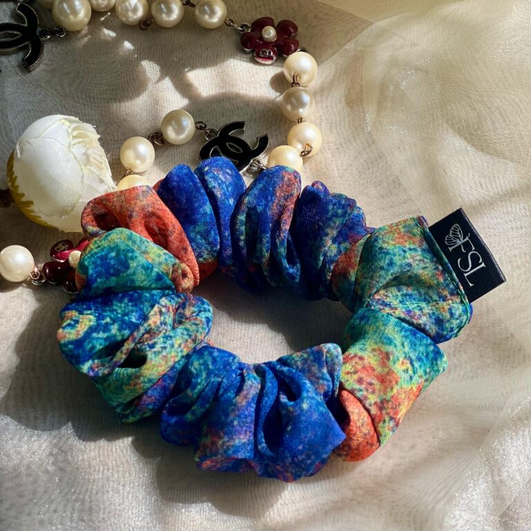 Rainbow georgette scrunchie by FSL&CO, alternate view