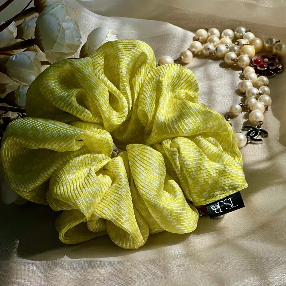 Handmade Citrus textured georgette scrunchie by FSL&CO