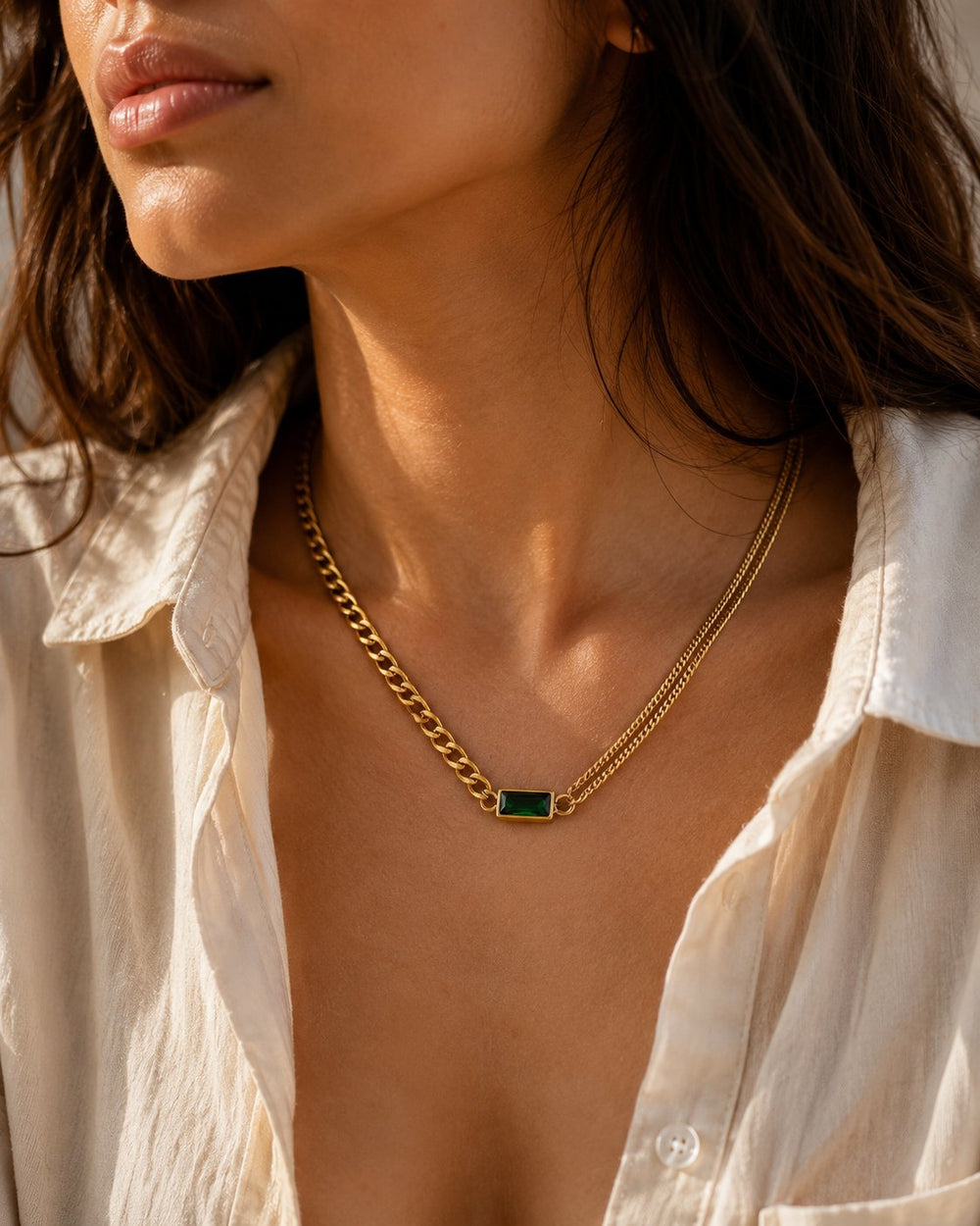Emerald Link Necklace by FSL&CO, alternate view