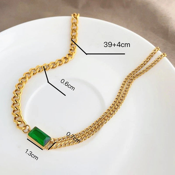 Emerald Link Necklace by FSL&CO, full gold link chain view
