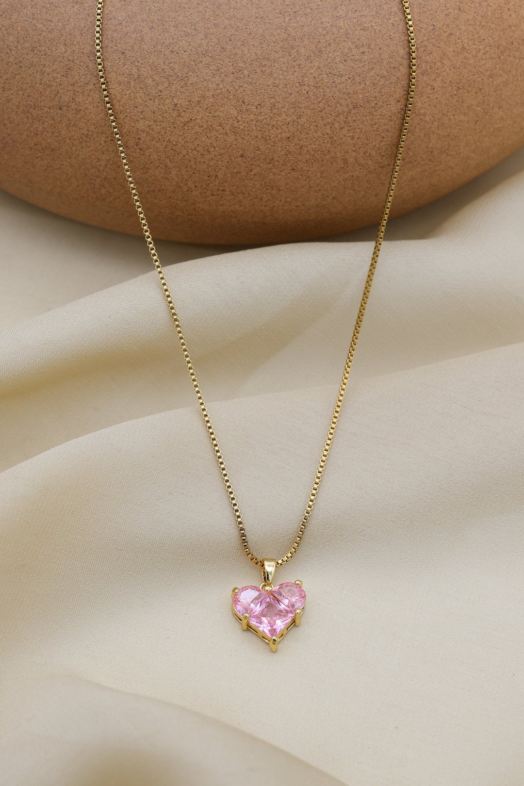 Blush Heart Crystal Necklace by FSL&CO, blush pink heart crystal in rose gold