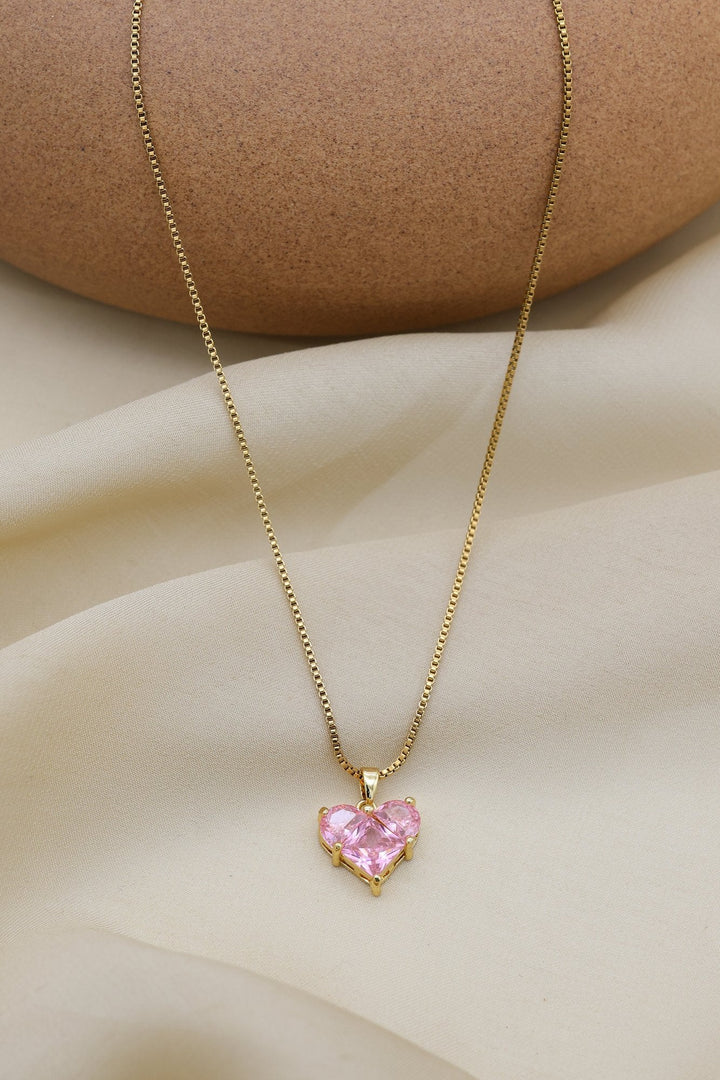 Blush Heart Crystal Necklace by FSL&CO, blush pink heart crystal in rose gold