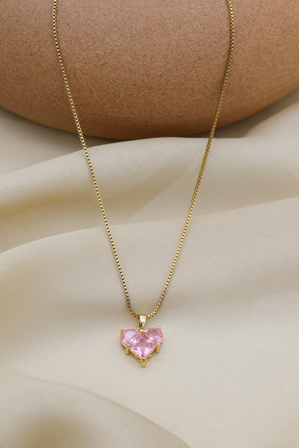 Blush Heart Crystal Necklace by FSL&CO, alternate view