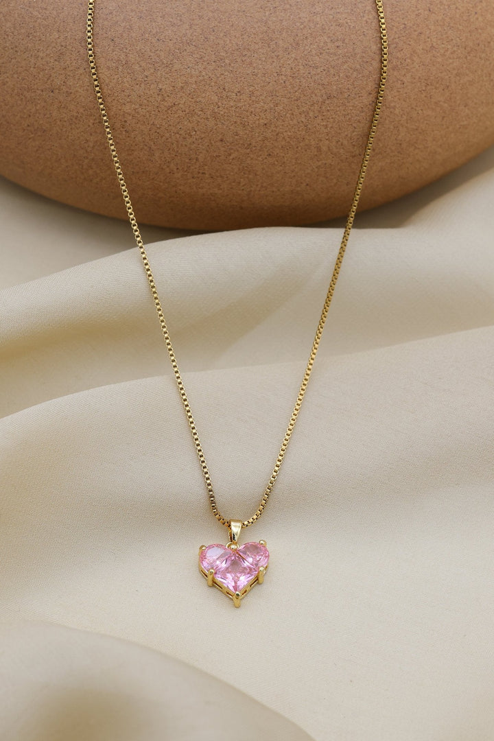 Blush Heart Crystal Necklace by FSL&CO, alternate view