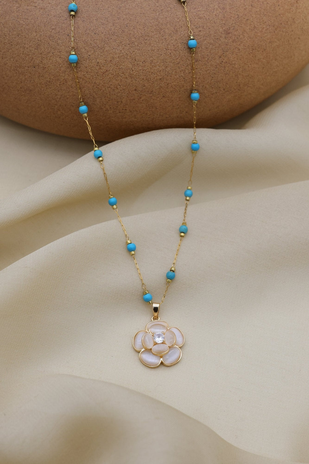 Turquoise Bloom Necklace by FSL&CO, alternate view