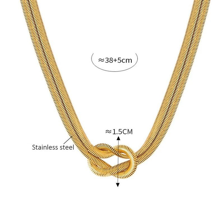 Gold Knot Necklace by FSL&CO, close-up of the polished knot detail