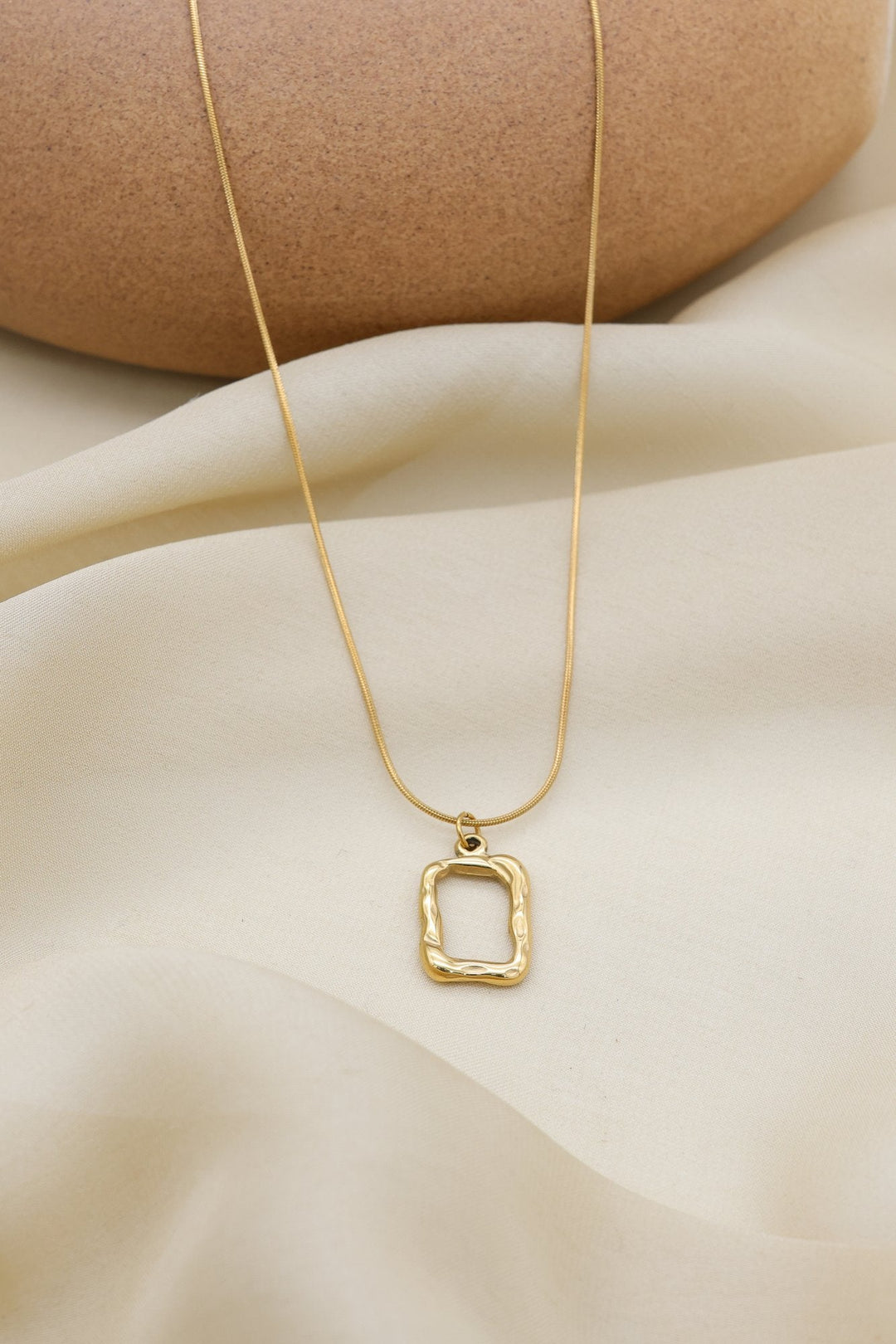 Textured Square Necklace by FSL&CO, hammered texture square pendant