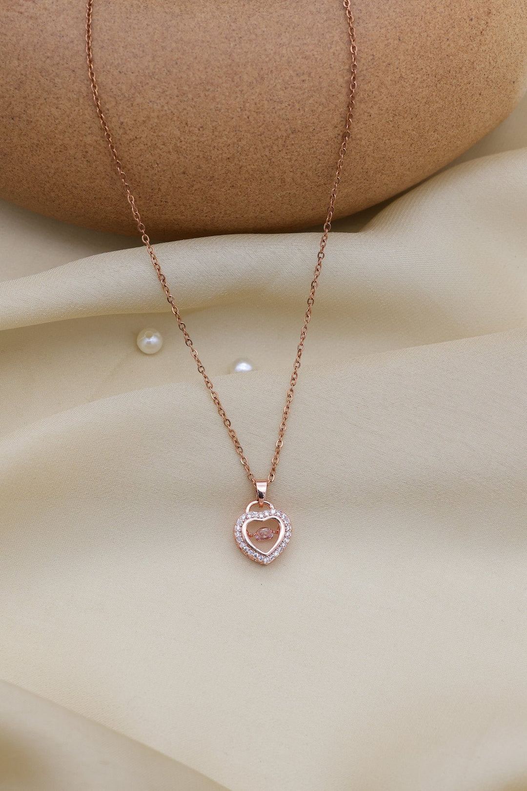 Rose Heart Necklace by FSL&CO, layered rose petal heart pendant