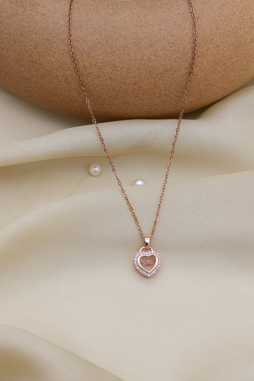 Rose Heart Necklace by FSL&CO, full chain view