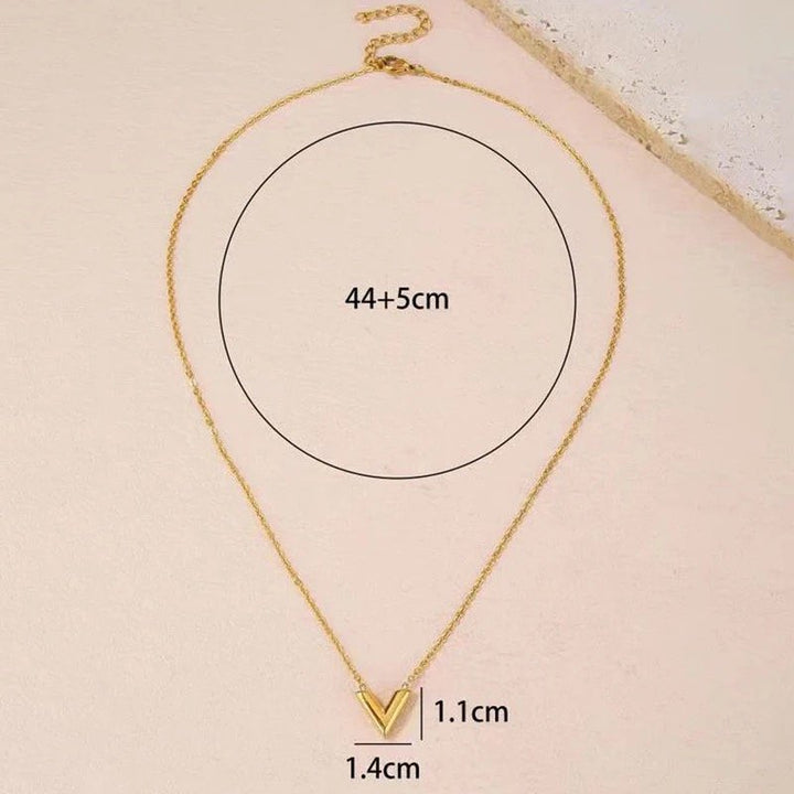 Vera-V Necklace by FSL&CO, close-up of the V bar pendant