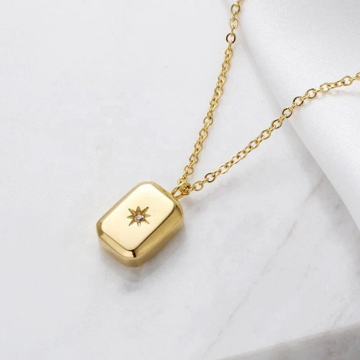 Golden Starburst Necklace by FSL&CO, alternate view