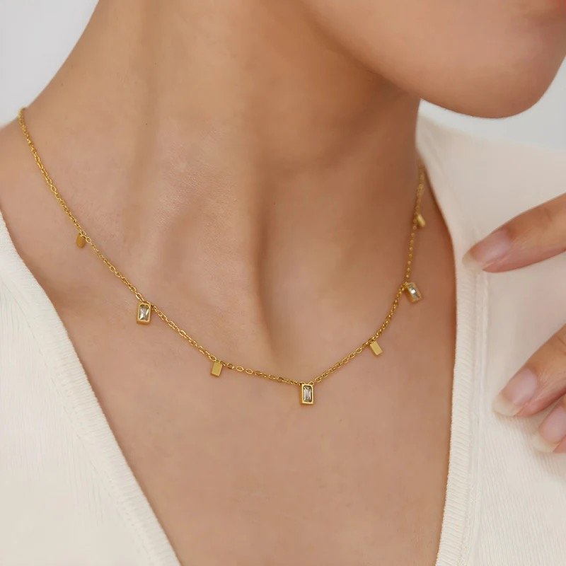 Mini Charm-drop Necklace by FSL&CO, petite geometric drop charms