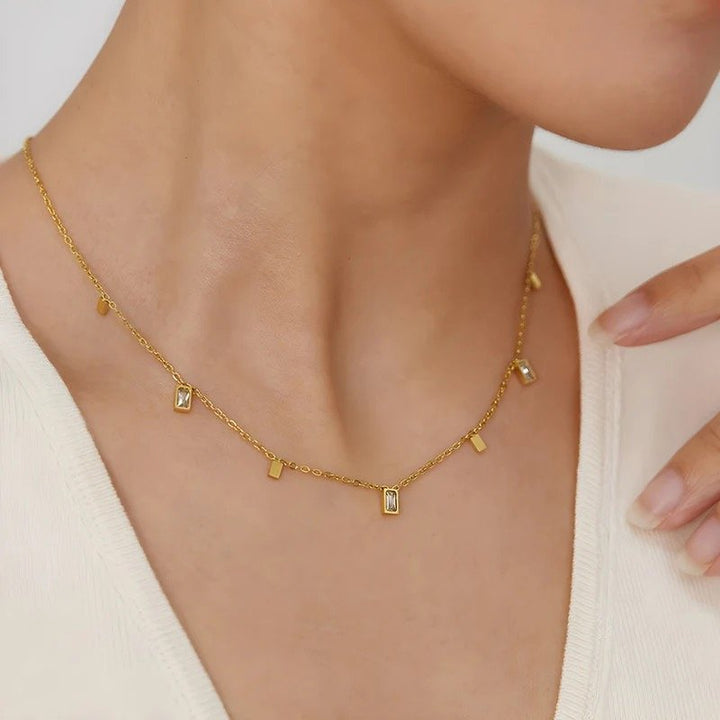 Mini Charm-drop Necklace by FSL&CO, petite geometric drop charms